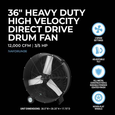 Image showing  36 in. Direct Drive Drum Fan with Partially Sealed Motor Housing
