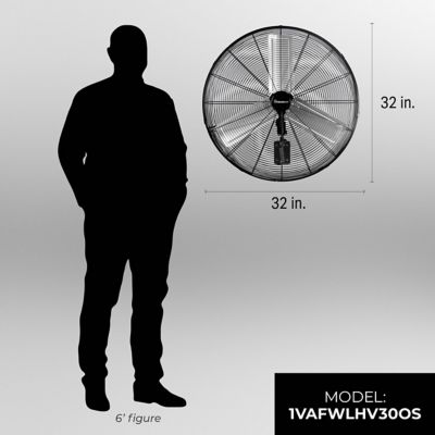 Image showing  30 in. 2-Speed Indoor Oscillating High-Velocity Wall-Mounted Fan