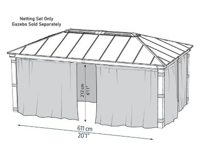 Image showing  Dallas Gazebo 14 ft. x 20 ft. Netting Set, 4 pc.
