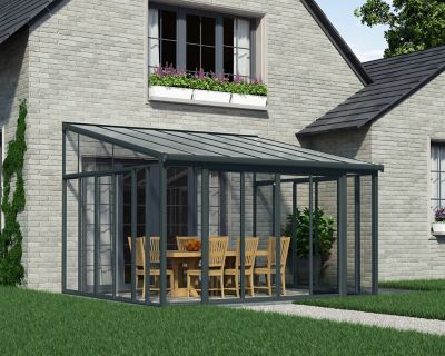 Canopia by Palram SanRemo 13 ft. x 14 ft. Patio Enclosure, Gray, Clear with Screen doors