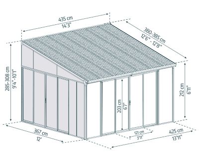 Image showing  SanRemo 13 x 14ft. Patio Enclosure, Gray/Clear with Screen doors
