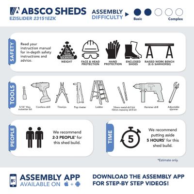 Image showing 9 th ABSCO EZI Slider 7 x 5ft. Metal Storage Shed, Woodland Gray