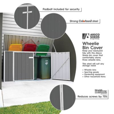 Image showing  Utility 7.5 x 2.5ft. Garbage Can Metal Storage Shed, Woodland Gray