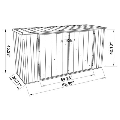 Image showing  Utility 7.5 x 2.5ft. Garbage Can Metal Storage Shed, Woodland Gray