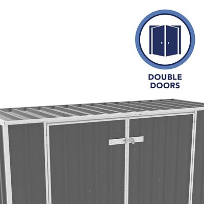 Image showing 5 th ABSCO Utility 7.5 x 2.5ft. Garbage Can Metal Storage Shed, Woodland Gray