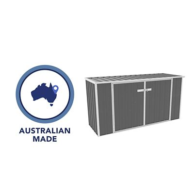 Image showing 7 th ABSCO Utility 7.5 x 2.5ft. Garbage Can Metal Storage Shed, Woodland Gray