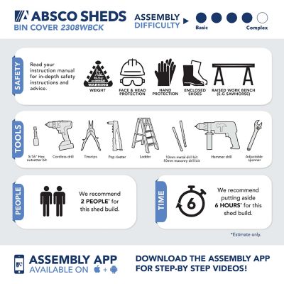 Image showing 9 th ABSCO Utility 7.5 x 2.5ft. Garbage Can Metal Storage Shed, Woodland Gray