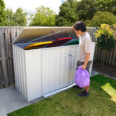 Image showing  Utility 7.5 x 2.5ft. Garbage Can Metal Storage Shed, Surfmist