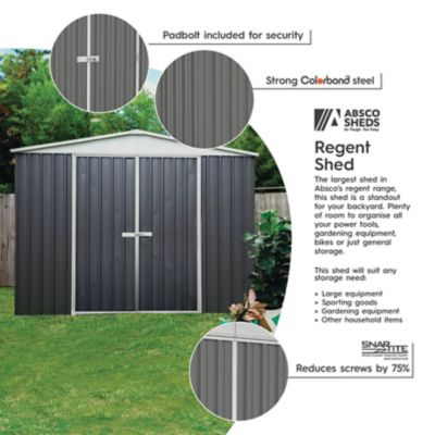Image showing  Regent 10 x 12ft. Metal Garden Storage Shed, Woodland Gray