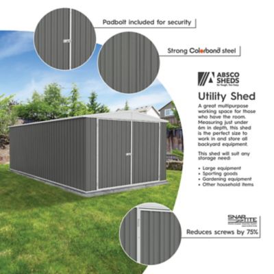 Image showing  Utility 10 x 19.5ft. Metal Storage Shed, Woodland Gray