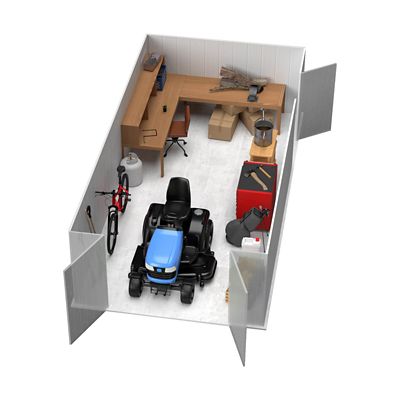 Image showing  Utility 10 x 19.5ft. Metal Storage Shed, Woodland Gray