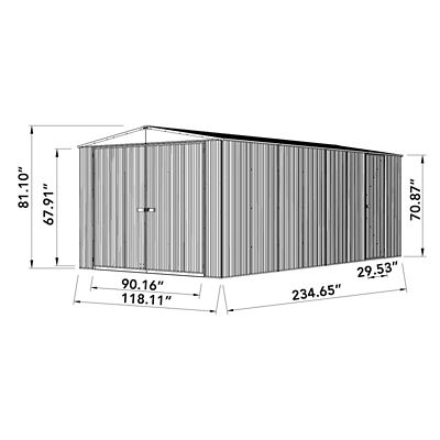 Image showing  Utility 10 x 19.5ft. Metal Storage Shed, Woodland Gray