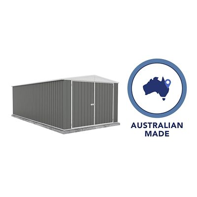 Image showing 7 th ABSCO Utility 10 x 19.5ft. Metal Storage Shed, Woodland Gray