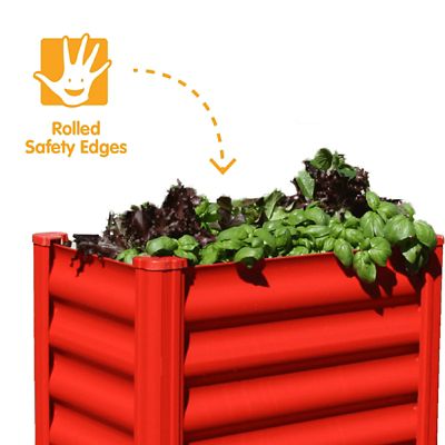 Image showing  The Organic Garden Co. Hakea 1.8 ft. x 1 ft. x 1.3 ft. Metal Kids Garden Bed, Red