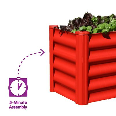 Image showing  The Organic Garden Co. Hakea 1.8 ft. x 1 ft. x 1.3 ft. Metal Kids Garden Bed, Red