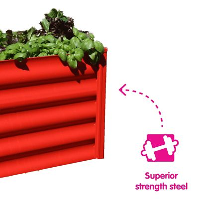 Image showing 5 th ABSCO The Organic Garden Co. Hakea 1.8 ft. x 1 ft. x 1.3 ft. Metal Kids Garden Bed, Red