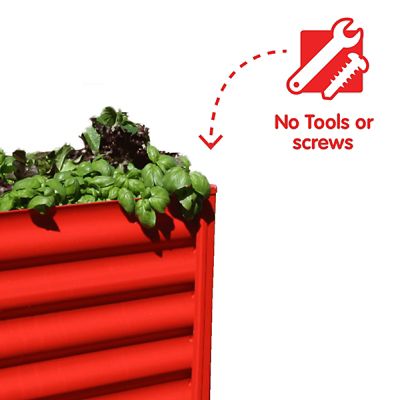 Image showing 6 th ABSCO The Organic Garden Co. Hakea 1.8 ft. x 1 ft. x 1.3 ft. Metal Kids Garden Bed, Red