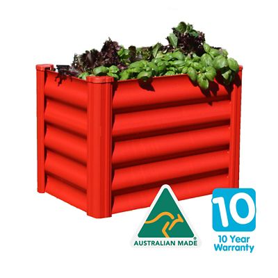 Image showing 7 th ABSCO The Organic Garden Co. Hakea 1.8 ft. x 1 ft. x 1.3 ft. Metal Kids Garden Bed, Red