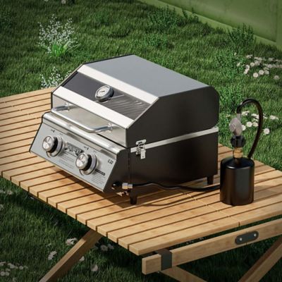 Image showing  2-Burner Stainless Steel Tabletop Propane Gas Grill, Silver