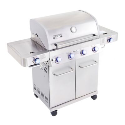 Image showing  4-Burner Classic Series Infrared Propane Gas Grill, Silver, With Side Burner, 24367