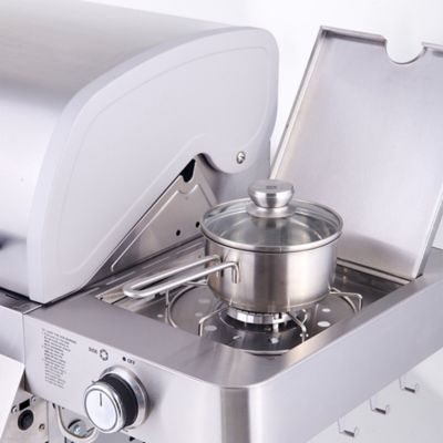 Image showing  4-Burner Classic Series Infrared Propane Gas Grill, Silver, With Side Burner, 24367