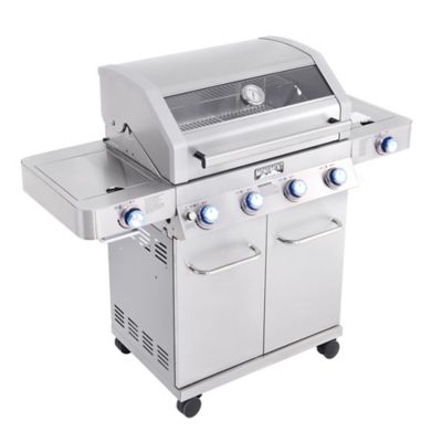 Image showing  4-Burner Classic Series Infrared Propane Gas Grill, Silver, With Side Burner, 35633