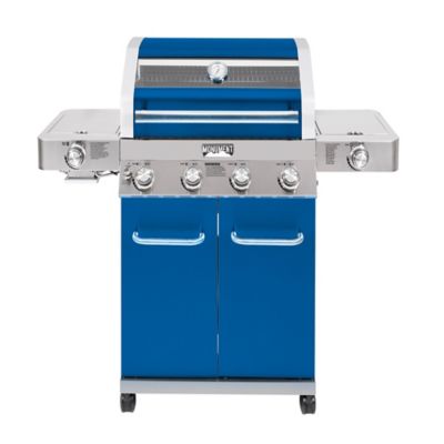 Monument Grills 4-Burner Classic Series Infrared Propane Gas Grill, Blue, With Side Burner