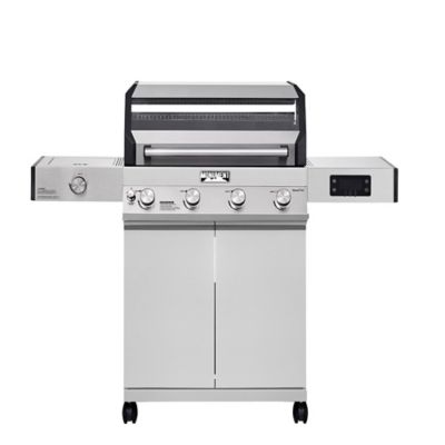 Monument Grills 4-Burner Denali Series Smart Propane Gas Grill, Silver, With Side Burner