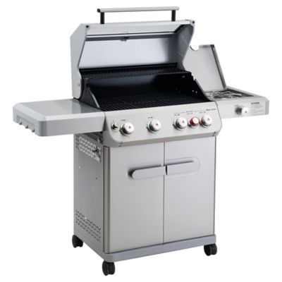Image showing  4-Burner Mesa Series Infrared Propane Gas Grill, Silver, With Side Burner