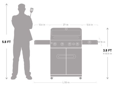 Image showing 9 th Monument Grills 4-Burner Mesa Series Infrared Propane Gas Grill, Silver, With Side Burner