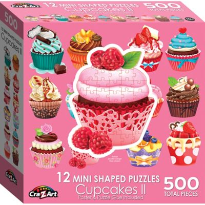 Cra-Z-Art RoseArt 12 Mini Shaped Puzzles, Cupcakes II, 500 Total Pieces