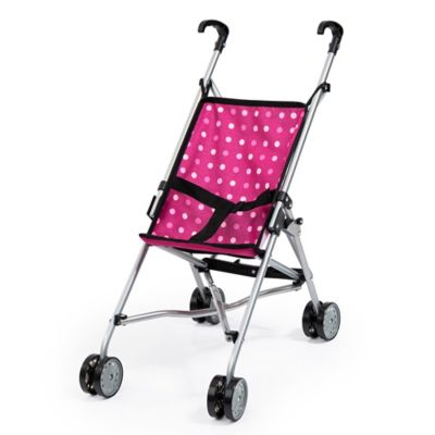 Bayer Design Dolls Buggy Umbrella Stroller, Hot Pink & White Polka Dots, Kids Toy Age 3 Plus