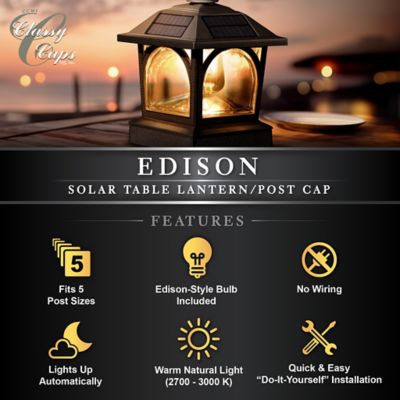 Image showing 7 th Classy Caps Edison Solar Lantern, Post Cap