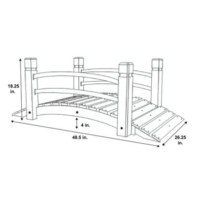 Image showing  Wood Garden Bridge with Side Rails