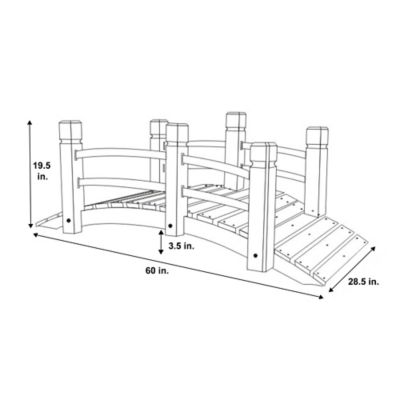 Image showing  5 ft. Rustic Wood Garden Bridge with Side Rails