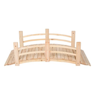 Image showing  5 ft. Rustic Wood Garden Bridge with Side Rails
