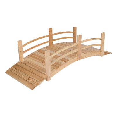 Shine Company 6-foot Rustic Wood Garden Bridge with Side Rails