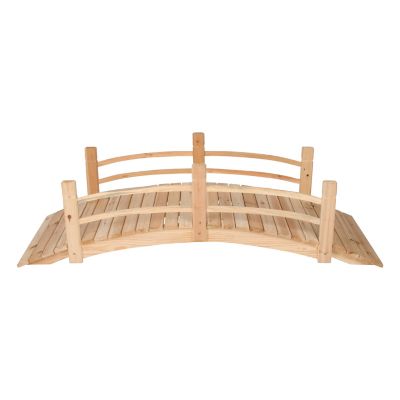 Image showing  6 ft. Rustic Wood Garden Bridge with Side Rails