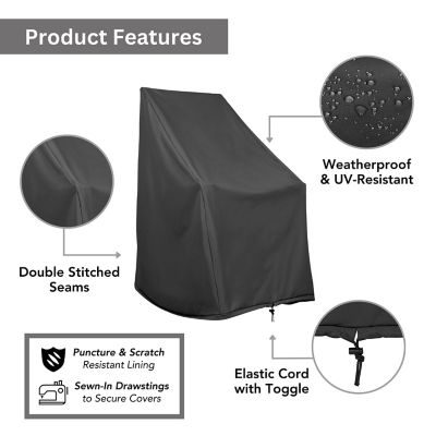 Image showing  Heavy Duty Weatherproof Black Rocking Chair Cover, 45.25 H x 34.25 D x 27.25 in. W, 4361PAR