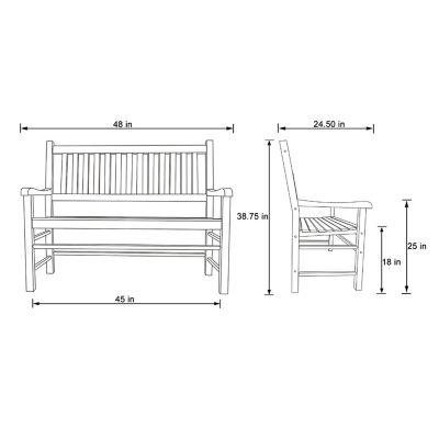 Image showing 4 th Shine Company 48 in. Carlisle Solid Wood Patio Garden Bench