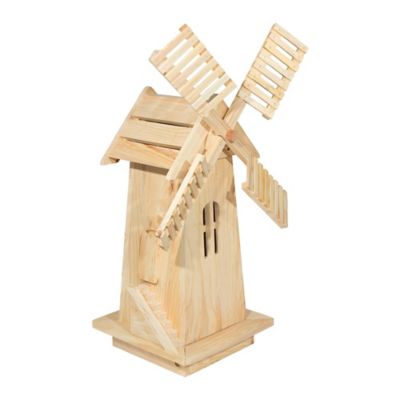 Shine Company 34 in. Decorative Wooden Garden Windmill Outdoor Lawn Ornament