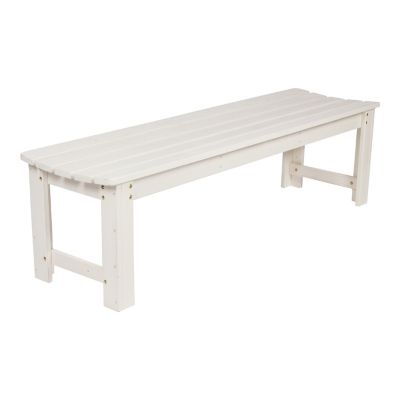 Image showing 2 th Shine Company 5 ft. Hardwood Outdoor Backless Patio Garden Bench