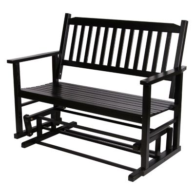 Shine Company 2-Seat Outdoor Wood Double Glider Bench Patio Rocker