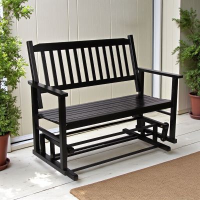 Image showing  2-Seat Outdoor Wood Double Glider Bench Patio Rocker