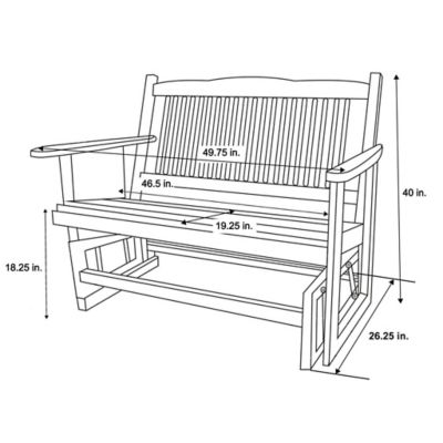 Image showing  2-Seat Outdoor Wood Double Glider Bench Patio Rocker