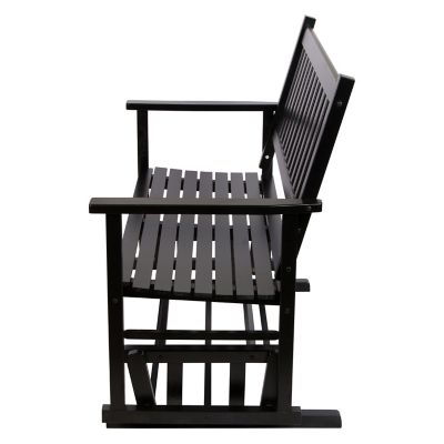 Image showing  2-Seat Outdoor Wood Double Glider Bench Patio Rocker
