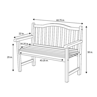 Image showing  44.75 x 36in. Slat Back Wood Patio Bench