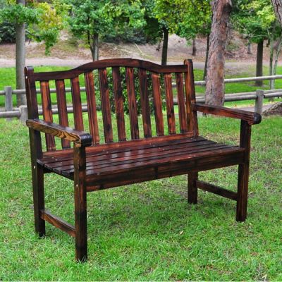 Image showing  44.75 x 36in. Slat Back Wood Patio Bench