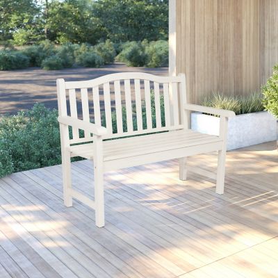 Image showing 1 th Shine Company 44.75 x 36in. Slat Back Wood Patio Bench