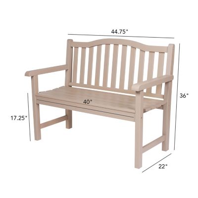 Image showing 2 th Shine Company 44.75 x 36in. Slat Back Wood Patio Bench